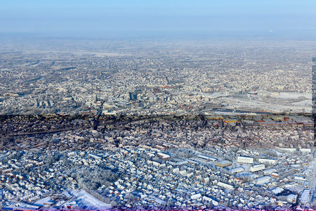 Luftaufnahme Die Stadt im Schnee