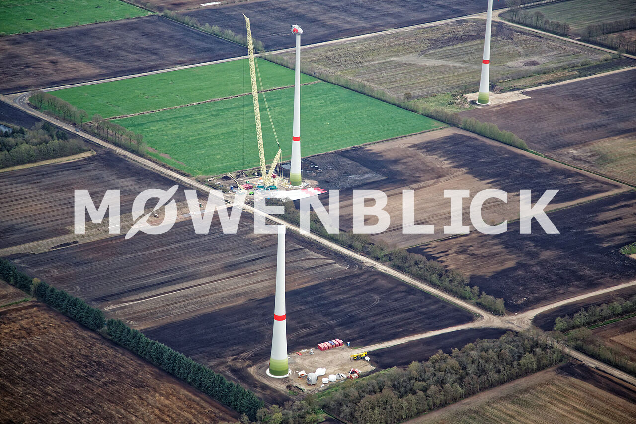 Aufbau Windpark Hollener Moor Luftbild