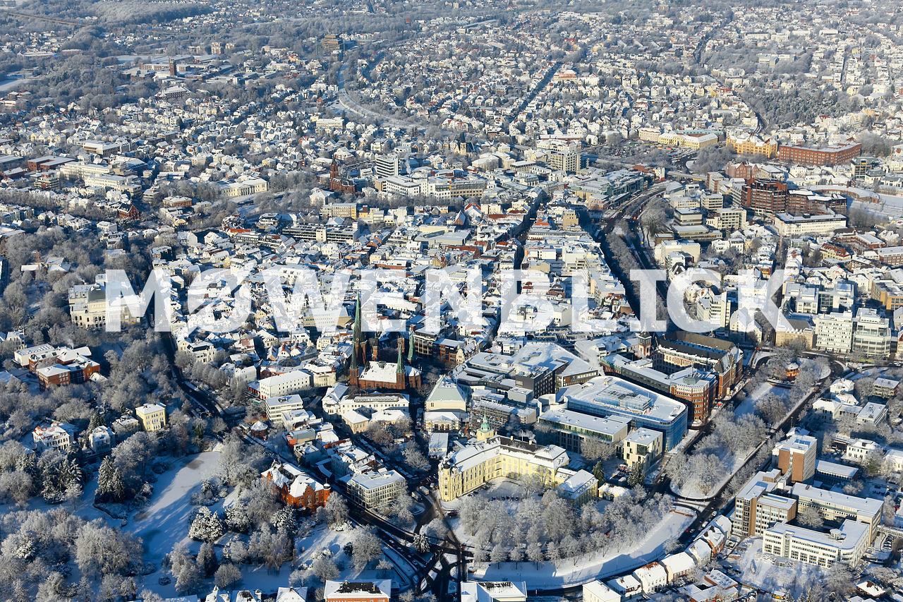 Innenstadt im Winter Luftbild