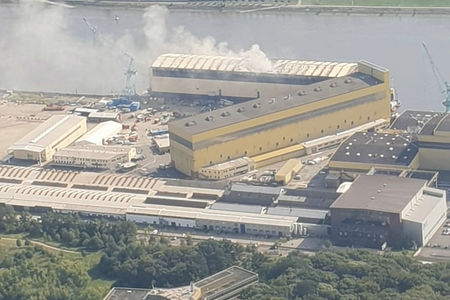 Luftaufnahme Brand Lürssen Werft