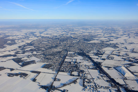 Luftaufnahme Gesamte Stadt im Winter