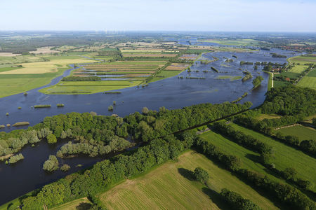 Luftaufnahme Aller bei Überflutung
