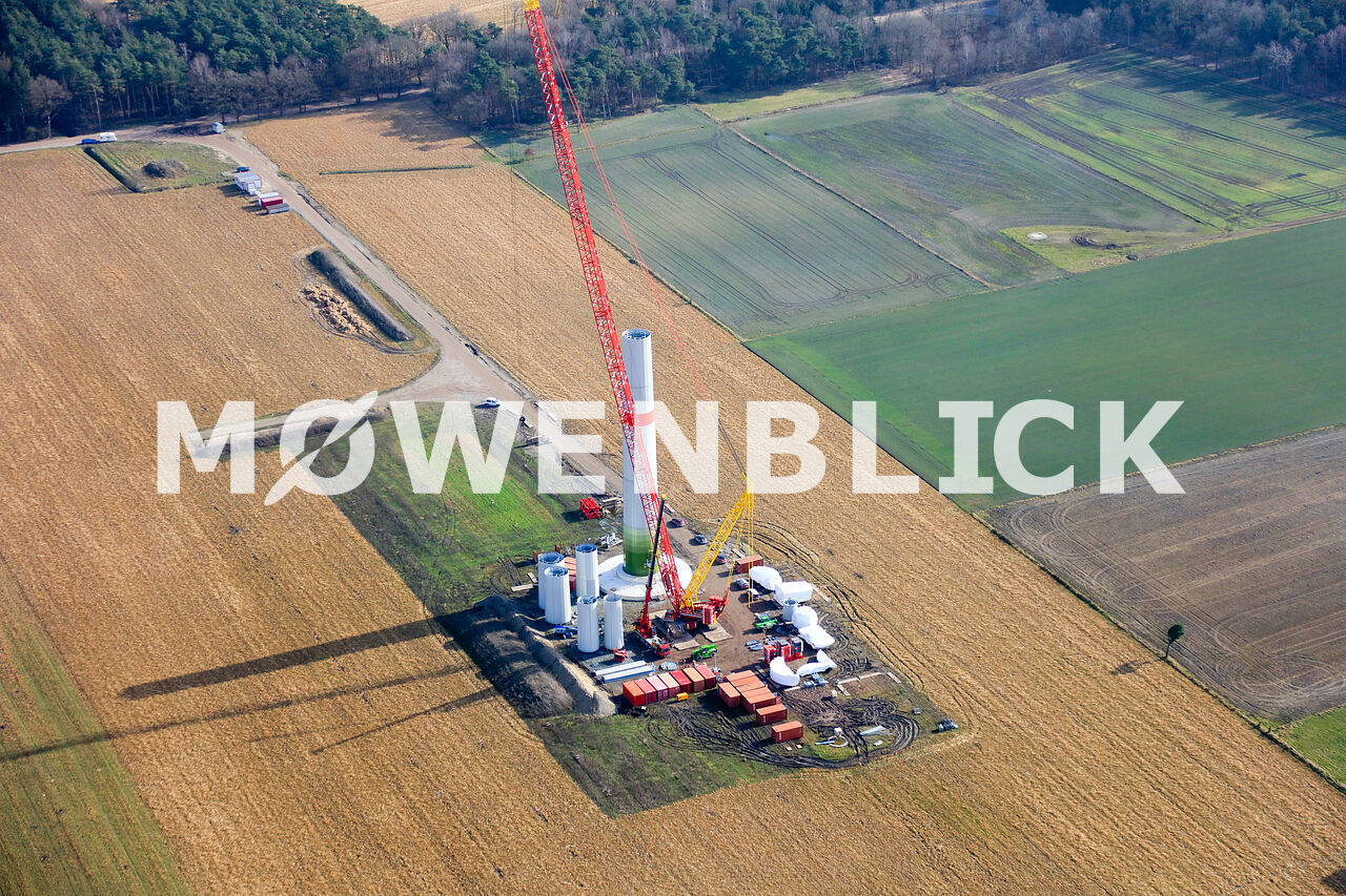 Aufstellung Windkraftanlage Luftbild