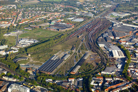Luftaufnahme Der alte Güterbahnhofbahnhof