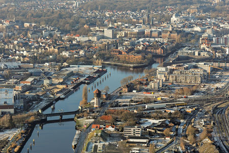 Luftaufnahme Rhein Umschlag