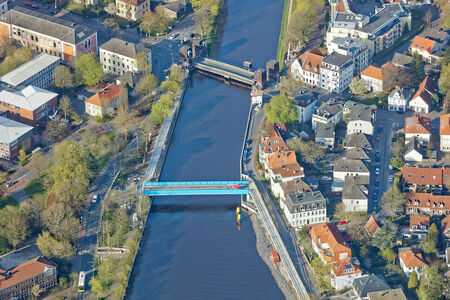 Luftaufnahme Behelfsbrücke Cäcilienbrücke