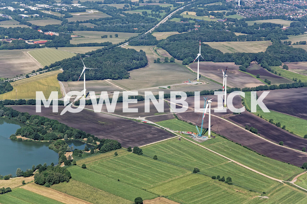 Windräder im Windpark Bornhorst Luftbild