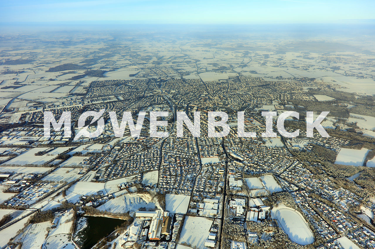 Stadt im Schnee Luftbild