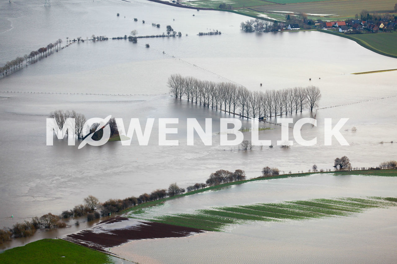 Überschwemmte Weser Luftbild