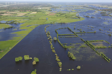 Luftaufnahme Aller während der Überschwemmung